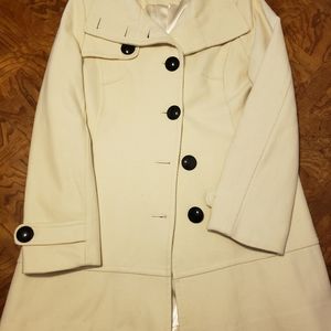 Women's Ivory Wool Coat Express Large